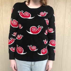 POL Knit Crewneck Sweater Red Snails